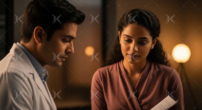 Two focused individuals reviewing important documents in a professional setting.