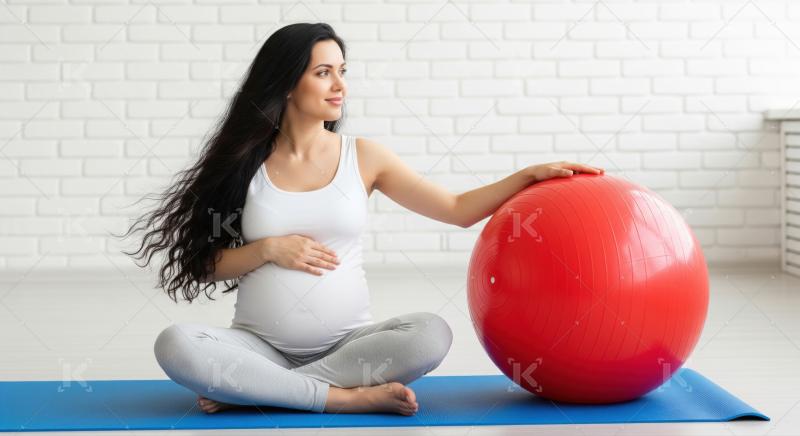 Expectant mother finds peace and wellness through gentle exercise.