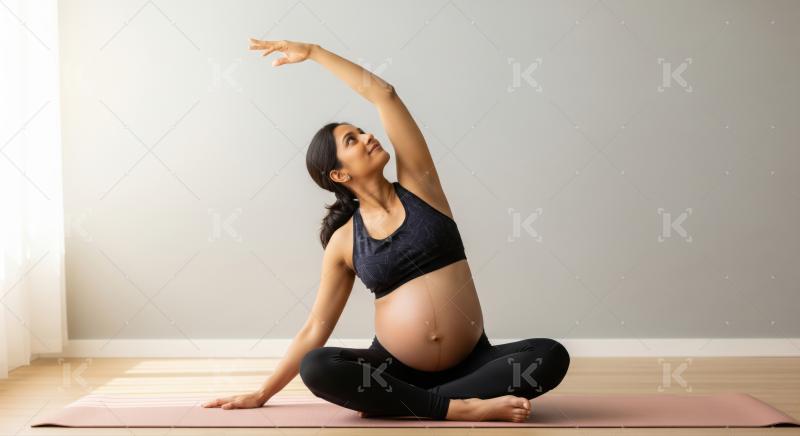 Expectant mother finds calm and strength through gentle yoga practice.