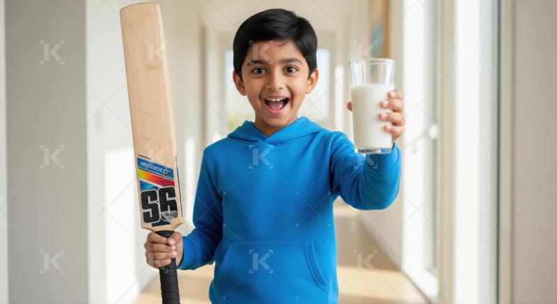 Happy child ready for sport with healthy drink