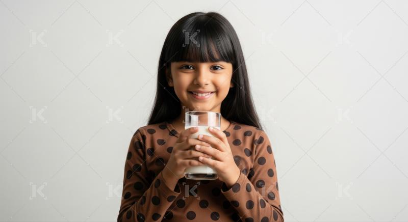 Smiling child enjoying a refreshing and healthy glass of milk.