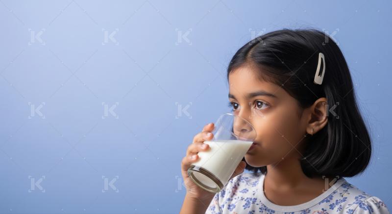 Healthy child drinks fresh milk, promoting growth and wellbeing.