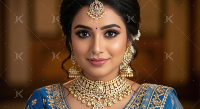 Young beautiful indian woman in traditional saree and wearing go