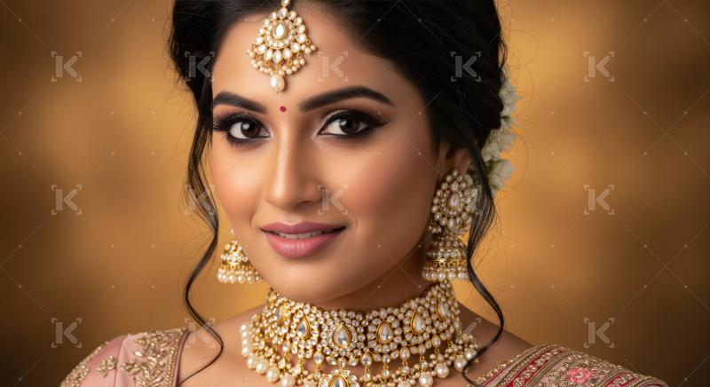 Young beautiful indian woman in traditional saree and wearing go