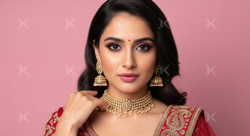 Young beautiful indian woman in traditional saree and wearing go