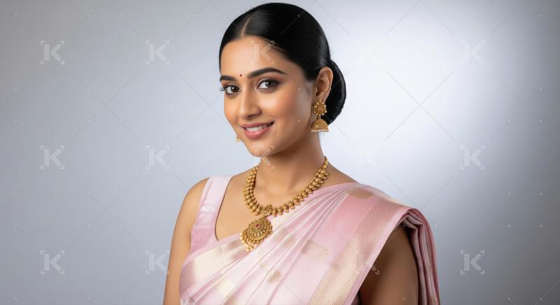 Young beautiful indian woman in traditional saree and wearing go
