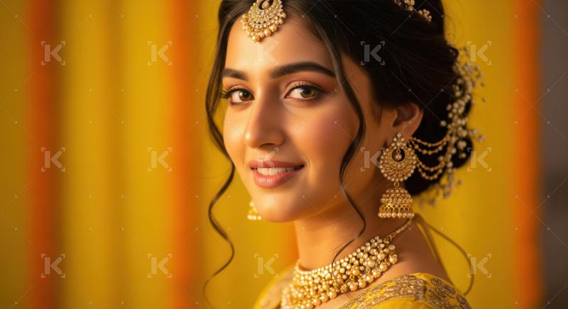 Young beautiful indian woman in traditional saree and wearing go