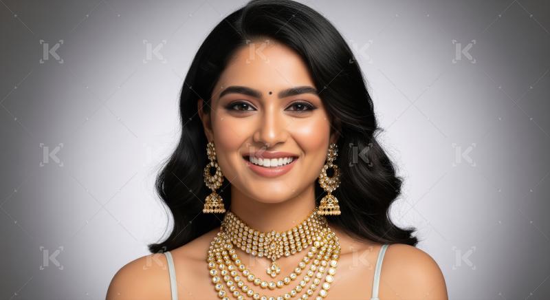 Young beautiful indian woman in traditional saree and wearing go