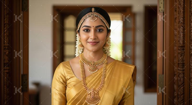 Young beautiful indian woman in traditional saree and wearing go