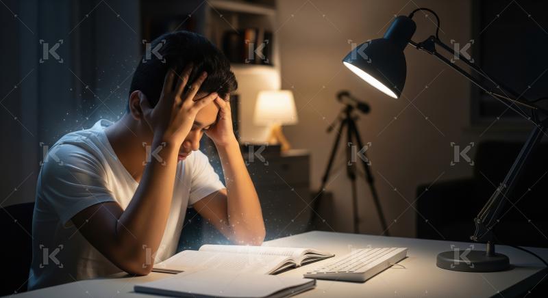A young South Asian man experiencing stress and frustration whil
