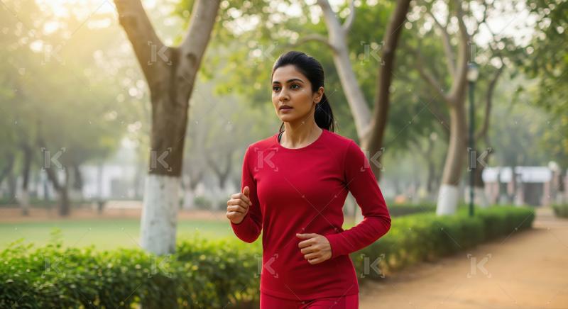 Young woman running early morning in the park