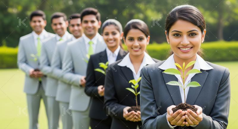 A lineup of professionals in business suits stand outdoors, each