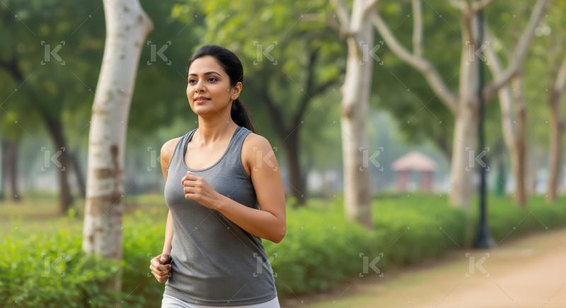 Young woman running early morning in the park