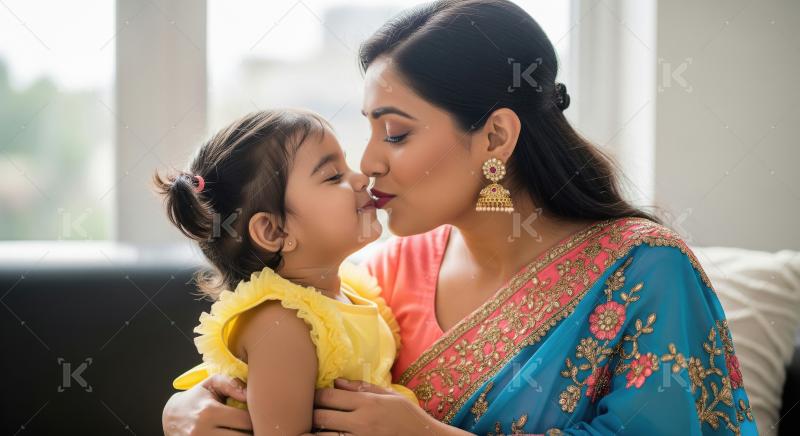 Happy indian mother with her daughter