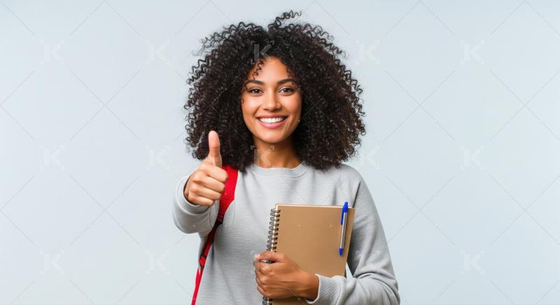 A confident student in a yellow shirt with braids and glasses gi