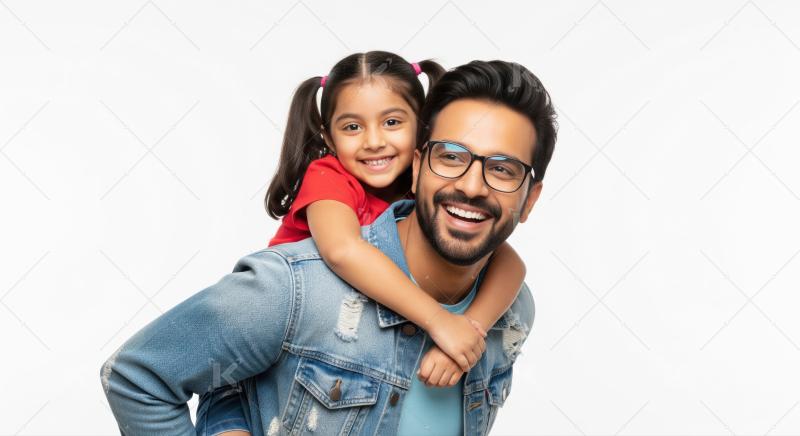 Cheerful Indian dad and child share special, loving moment.