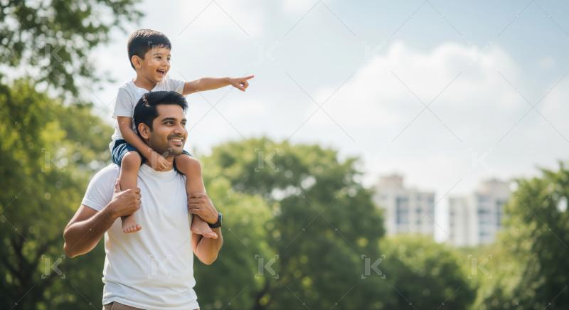 Father and son share joyful moments during an outdoor adventure.