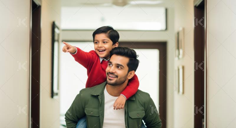 Happy Indian family enjoying fun, playful bonding time indoors.