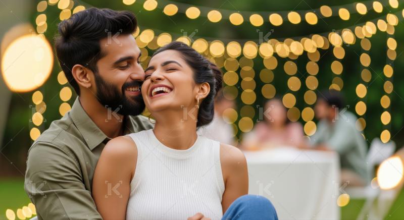 Happy indian couple celebrating christmas
