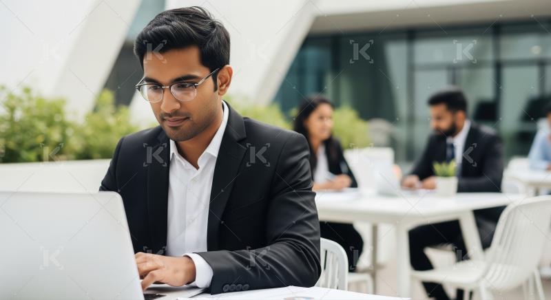 Young indian business people discussing together at office
