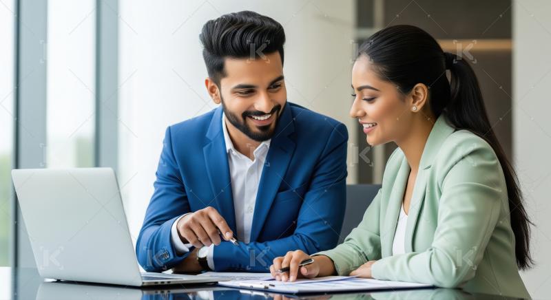 Young indian business people discussing together at office