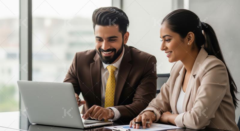 Young indian business people discussing together at office