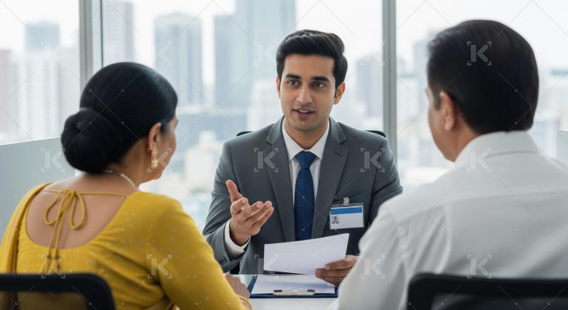 Young indian business people discussing together at office