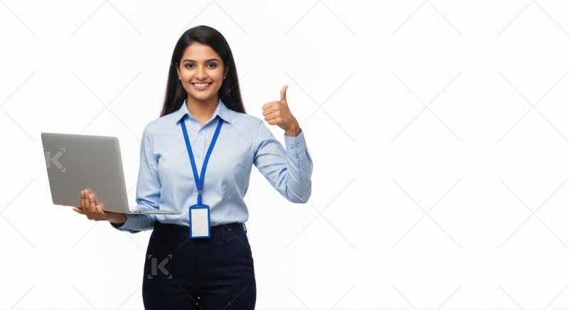 Young beautiful indian business woman standing at office