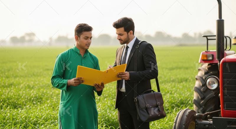Young indian male advisor giving advice to indian farmer