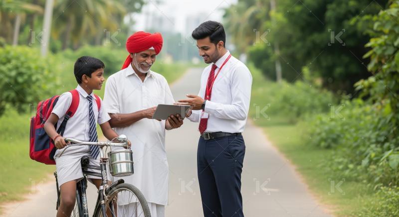 Young indian male advisor giving advice to indian farmer