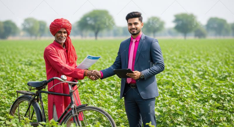 Young indian male advisor giving advice to indian farmer