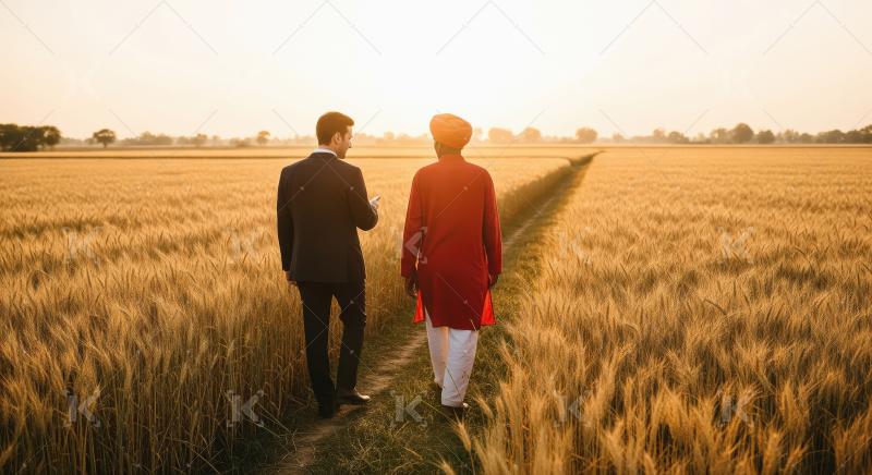 Young indian male advisor giving advice to indian farmer