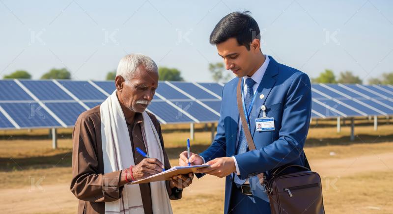 Young indian male advisor giving advice to indian farmer