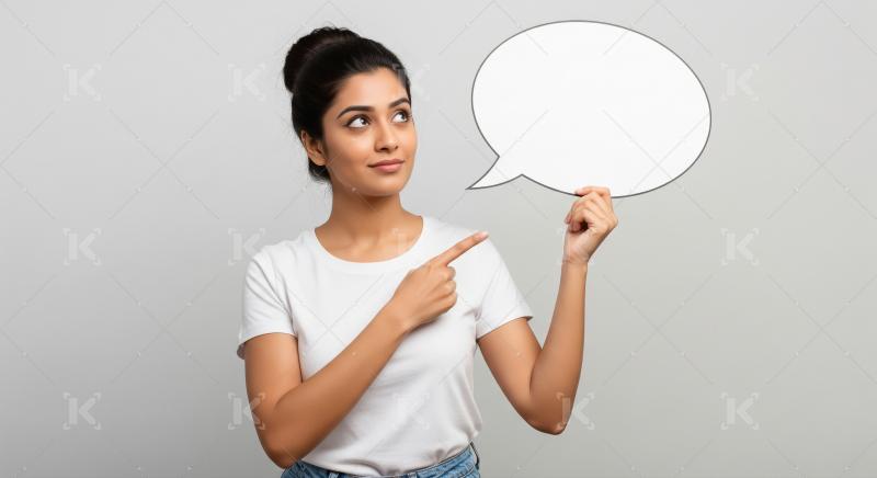 Young beautiful indian woman holding white blank billboard