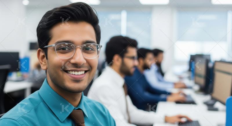 Young indian business people discussing together at office