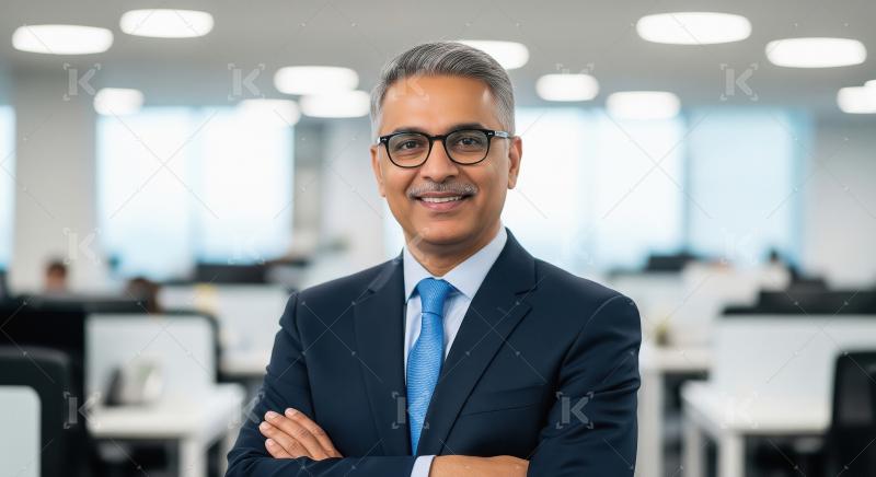 Mature businessman standing confidently at office