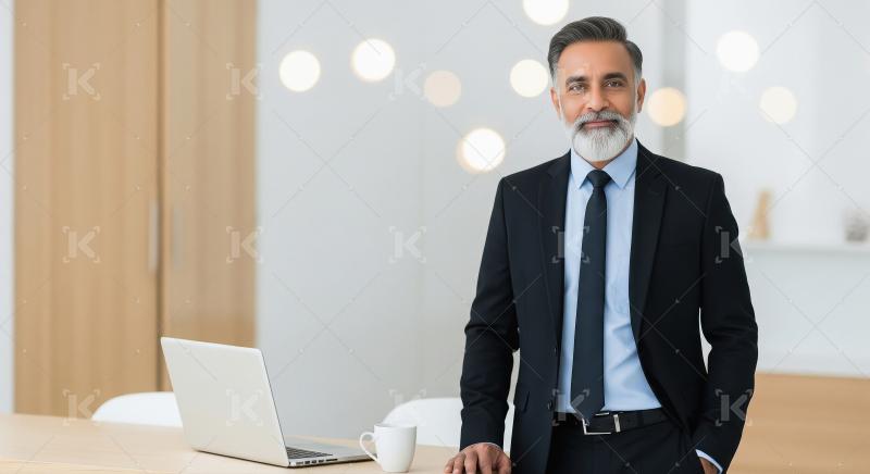 Mature businessman standing confidently at office