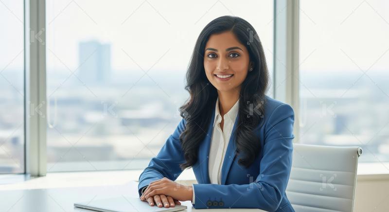 Young businesswoman or corporate employee at office