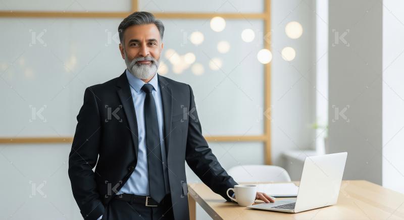 Mature businessman standing confidently at office