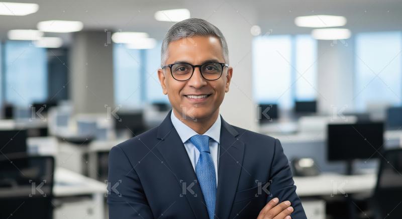 Mature businessman standing confidently at office