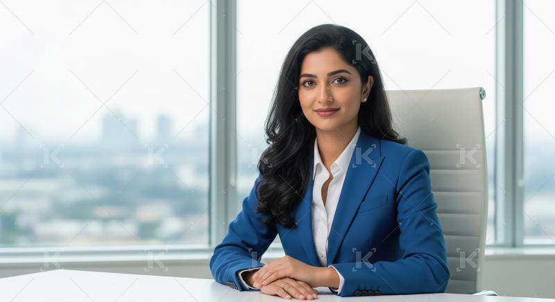 Young businesswoman or corporate employee at office