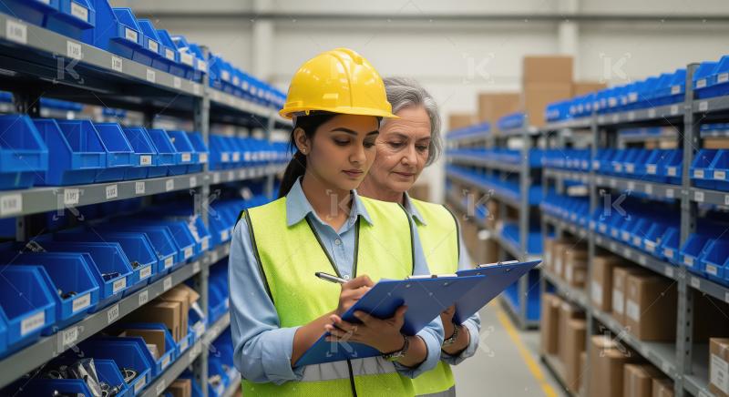 Two women, a supervisor and an admin, conduct inventory and reco