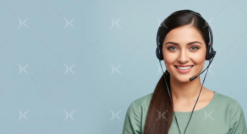 A professional Indian woman provides customer support through a