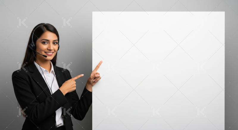 Indian customer service professional in a suit and headset confi