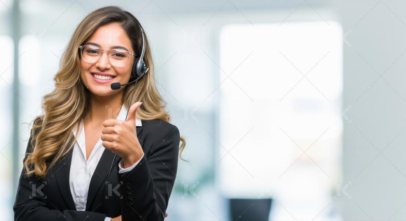 A confident Indian customer service professional in a headset an