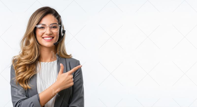 Indian customer service professional in a suit and headset confi
