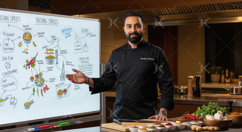 A senior chef in a stylish black uniform and hat stands confiden