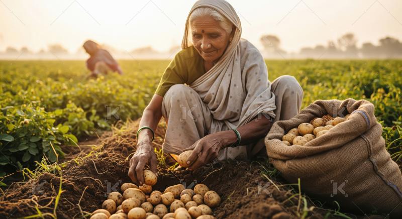 A woman farmer in gloves and cap harvests ripe cocoa pods in a s