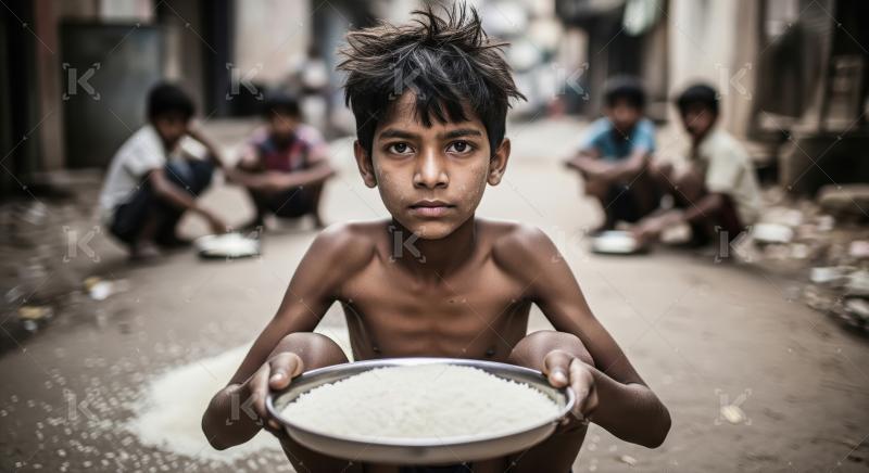Indian poor and hungry little boy