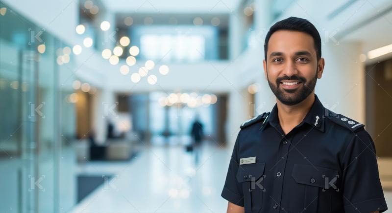 Indian male security officer standing confidently